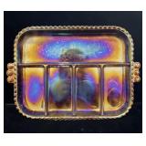 Vintage carnival glass relish serving tray