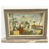 Large signed, framed Santa Barbra painting by