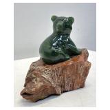 Vintage signed Lyle Sopel jade stone bear