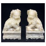 Pair of vintage soapstone foo dog bookends