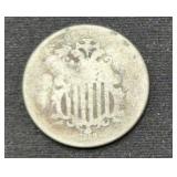 1869 Shield Nickel coin marked Good