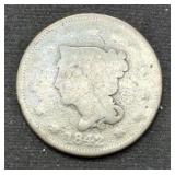 1842 Braided Hair Large Cent coin