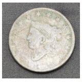 1820 Coronet Head Large Cent coin marked Good