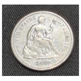 1860 Seated Liberty Silver Half Dime coin marked