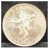 1968 Silver Olympic 25 pesos coin