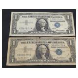 Pair of 1957 $1 Silver Certificate US paper m