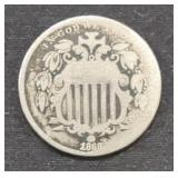 1868 Shield Nickel Coin marked VG