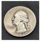 1942 Washington Silver Quarter coin