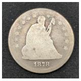 1878-CC Seated Liberty Silver Quarter coin