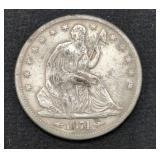 1874 Seated Liberty Silver Half Dollar coin