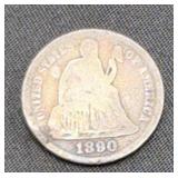 1890-S Seated Liberty Silver Dime coin