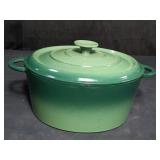 Green cast iron pot w/ lid, made in France