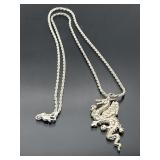 Italian sterling silver necklace with dragon