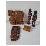 Group of wood carvings , biggest 6" x 8" ,
