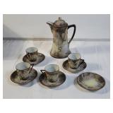 Nippon handpainted porcelain pitcher and cups a
