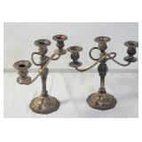 Pair of silver plated candelabras  11" x 10"