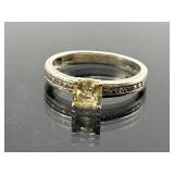 Sterling silver yellow gemstone ring, 3.11g