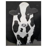 Hand painted cow cut out on board