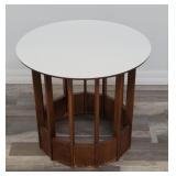 Hickory mid century modern round lamp table