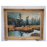Signed Webb vintage oil painting on canvas,