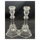 Pair of Tiffany & Co. glass candlestick holders