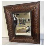 Wicker framed wall mirror