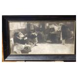 Vintage  Parisian i scene  ink drawn artwork