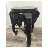 Vintage carved wood elephant motif lamp table