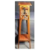 Carved solid wood plant stand, 13" l. x 13" w. x