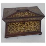 Antique mahogany brass inlay tea caddy