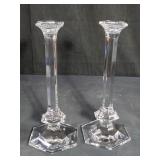 Pair of Val St. Lambert crystal candle holders,