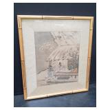 Signed Asian painting on fabric