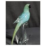 Murano style glass bird sculpture, 10"