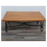 Ethen Allen coffee table wood & wrought iron