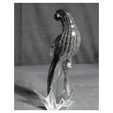Murano style glass bird sculpture, 10"