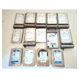 Box of 3.5" SATA computer hard drives 500GB-4TB.