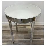 Mirrored side table 24"diameter, 27.5"H