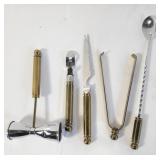 Group of brass handle bar accessories