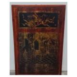 Vintage hand painted Chinese wood wall panel