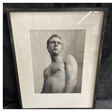 Black and White Photo of Shirtless Man