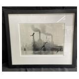 Black and White Photograph of Factory Environment