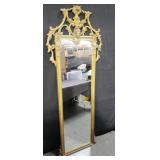 Vintage carved wood gilt wall hanging mirror
