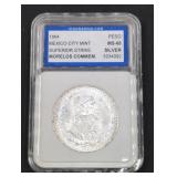 1964 Mexico One Peso Silver coin MS68 slabbed