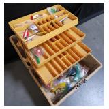 Vintage Fenwick tackle box with lures etc