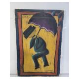 Signed oil painting on particle board ,34" x 22.5"