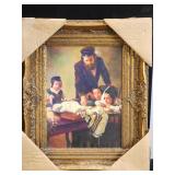 Framed European Jewish family - learning Torah
