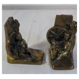 Pot metal brass color figurine book ends 5" x 2.5"