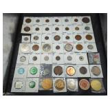 Collection of coins, tokens, medals, pins, etc
