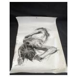 Singed charcoal drawing