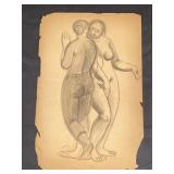 Singed Cesare Stea charcoal drawing